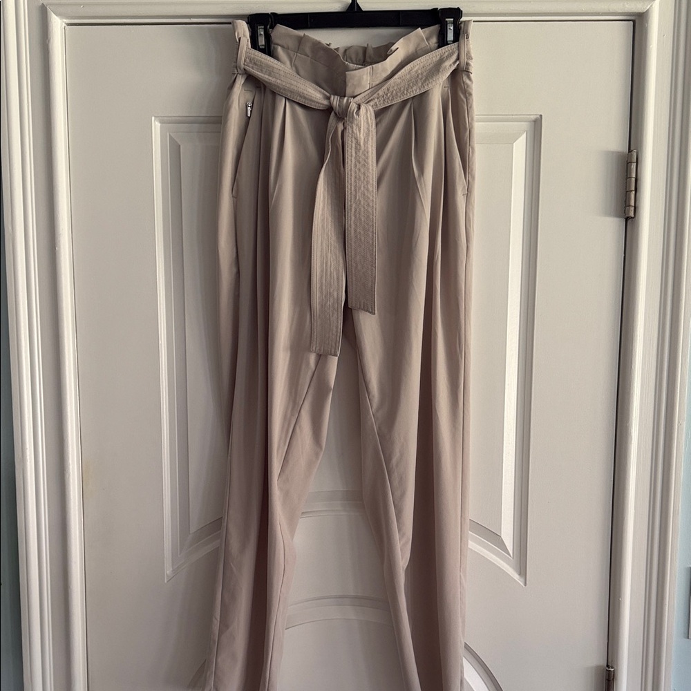 Athleta Skyline High-Rise Tie-Waist Wide-Leg Pants - Beige
